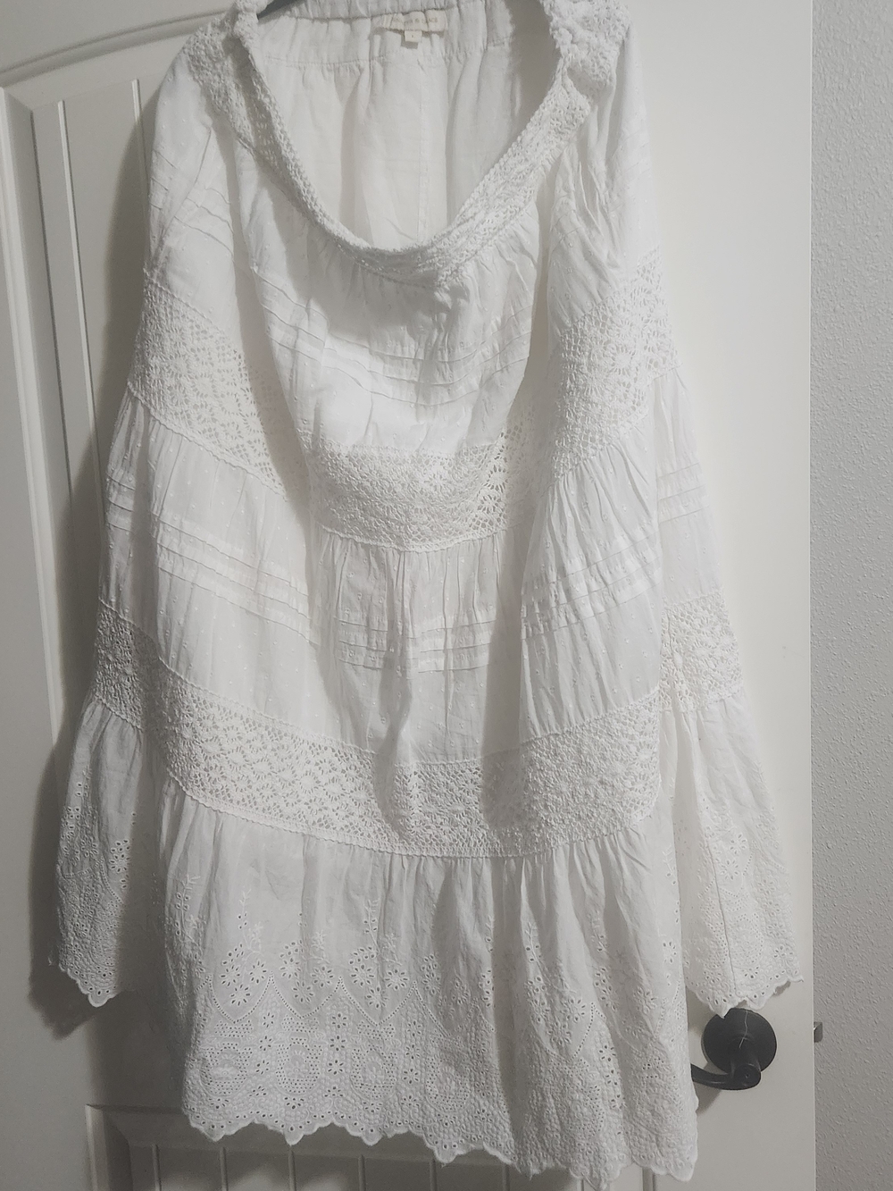 White Women's Boho Eyelet Peasant Skirt